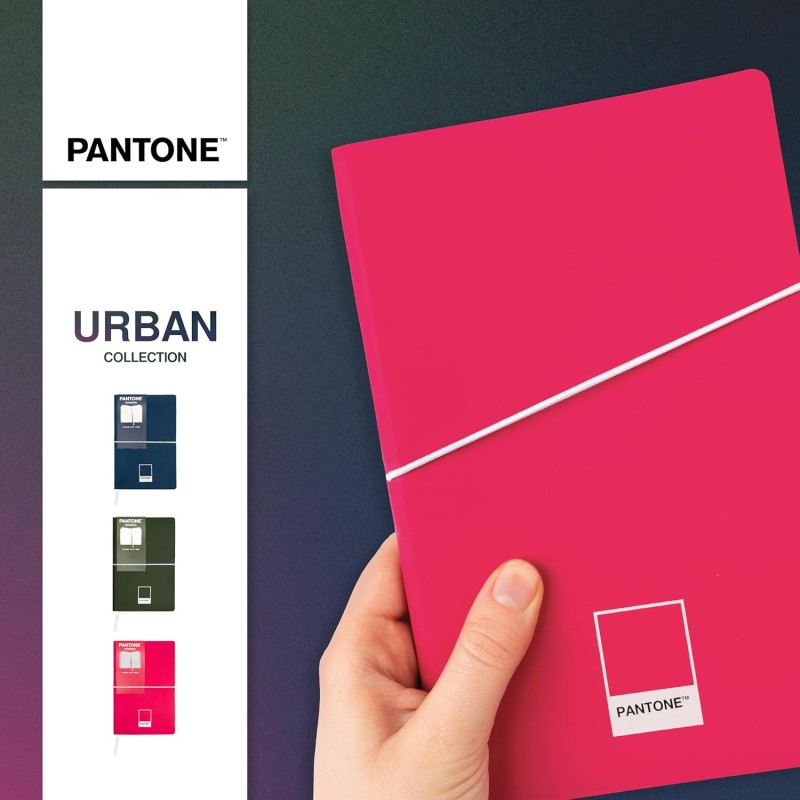 PANTONE Urban - Quaderno Appunti 13x20 con 192 Pagine a Righe, Copertina Flessibile Soft Touch ed Elastico, Block Notes con Segnalibro e Tasca Interna, Taccuino Agenda per Cancelleria e Cartoleria - Rifle Green