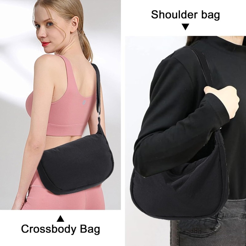 Miss Lulu Borsa Tracolla Donna Nero Nylon Impermeabile, Borse Mezzaluna Marsupio Spalla Con con Tracolla Regolabile, Messenger Crossbody Bag per Shopping Viaggio - 1-2 Nero Miss Lulu Borsa Tracolla Donna Nero Nylon Impermeabile, Borse Mezzaluna Marsupio Spalla Con con Tracolla Regolabile, Messenger Crossbody Bag per Shopping Viaggio - 1-2 Nero