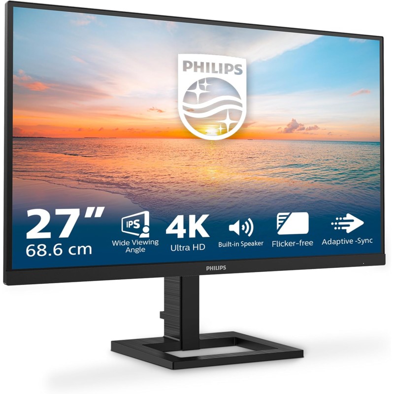 PHILIPS 27E1N1800A - Monitor Ultra HD da 27 pollici, altoparlante, HDR10 (3840x2160, 60 Hz, HDMI 2.0, DisplayPort 1.4) 2023, nero, altoparlante integrato - 27" PHILIPS 27E1N1800A - Monitor Ultra HD da 27 pollici, altoparlante, HDR10 (3840x2160, 60 Hz, HDMI 2.0, DisplayPort 1.4) 2023, nero, altoparlante integrato - 27"