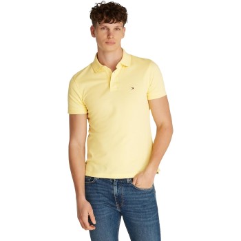 Tommy Hilfiger Uomo Maglietta Polo Maniche Corte 1985 Slim Fit - M Giallo (Citronella)