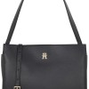 Tommy Hilfiger TH Legacy Med Satchel Aw0aw17173, Cartella Donna, Taglia Unica - Black (Black)