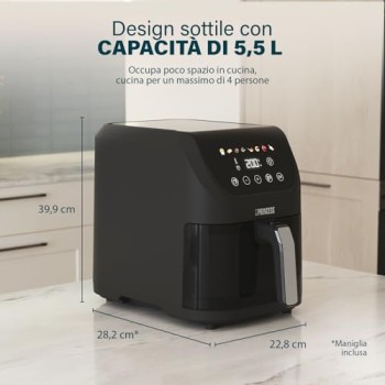 Princess Slim Airfryer 5,5 L - 1500 W - silenzioso (55 db) - salvaspazio - Senza olio - 8 programmi - Termostato regolabile - Rivestimento antiaderente - 182240 - 5.5 l Princess Slim Airfryer 5,5 L - 1500 W - silenzioso (55 db) - salvaspazio - Senza olio - 8 programmi - Termostato regolabile - Rivestimento antiaderente - 182240 - 5.5 l