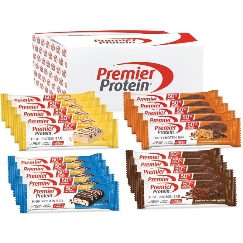 Premier Protein - High Protein Bar 50% - Multiflavourbox - 20x40g - Low Sugar - Low Carb - High Protein Bar - 20x40 g