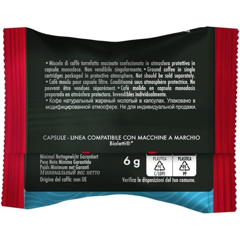 Caffè Borbone Miscela Rossa - 50 Capsule - Compatibili con Macchine a marchio Bialetti* - Miscela Rossa