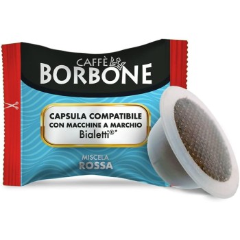 Caffè Borbone Miscela Rossa - 50 Capsule - Compatibili con Macchine a marchio Bialetti* - Miscela Rossa