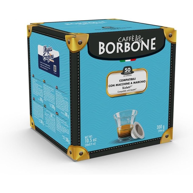 Caffè Borbone Miscela Rossa - 50 Capsule - Compatibili con Macchine a marchio Bialetti* - Miscela Rossa