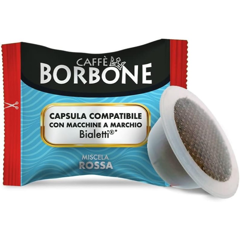 Caffè Borbone Miscela Rossa - 50 Capsule - Compatibili con Macchine a marchio Bialetti* - Miscela Rossa