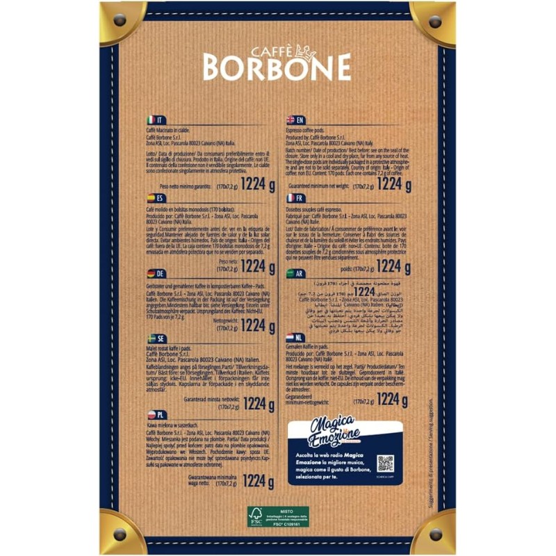 Caffè Borbone Cialda Compostabile, Miscela Exclusive - 170 Cialde - Sistema ESE - Miscela Esclusiva Caffè Borbone Cialda Compostabile, Miscela Exclusive - 170 Cialde - Sistema ESE - Miscela Esclusiva