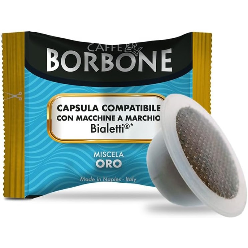 Caffè Borbone Miscela Oro - 100 Capsule - Compatibili con Macchine a marchio Bialetti* - Miscela Oro
