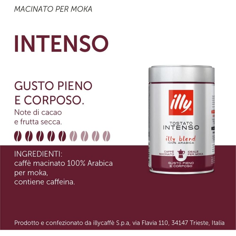 illy Caffè macinato moka 100% Arabica, barattoli da 250gr. - 3x tostato classico + 2x tostato intenso + 1x Arabica Selection Brasile Cerrado Mineiro illy Caffè macinato moka 100% Arabica, barattoli da 250gr. - 3x tostato classico + 2x tostato intenso + 1x Arabica Selection Brasile Cerrado Mineiro