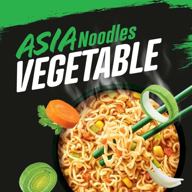 Knorr Noodles Vegetable Taste, Noodles Istantanei, Vegetable Taste, Pronti in 3 Minuti, Spezie Selezionate - 65 gr