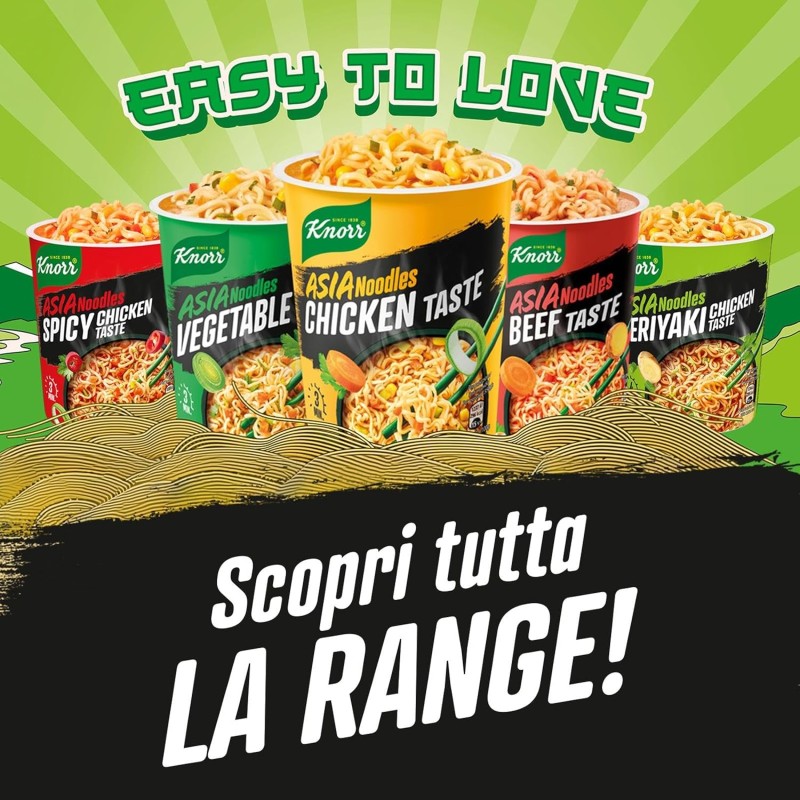 Knorr Noodles Vegetable Taste, Noodles Istantanei, Vegetable Taste, Pronti in 3 Minuti, Spezie Selezionate - 65 gr