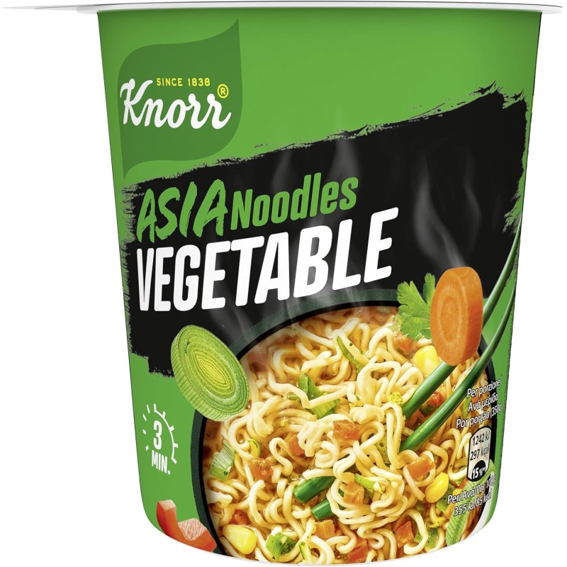 Knorr Noodles Vegetable Taste, Noodles Istantanei, Vegetable Taste, Pronti in 3 Minuti, Spezie Selezionate - 65 gr