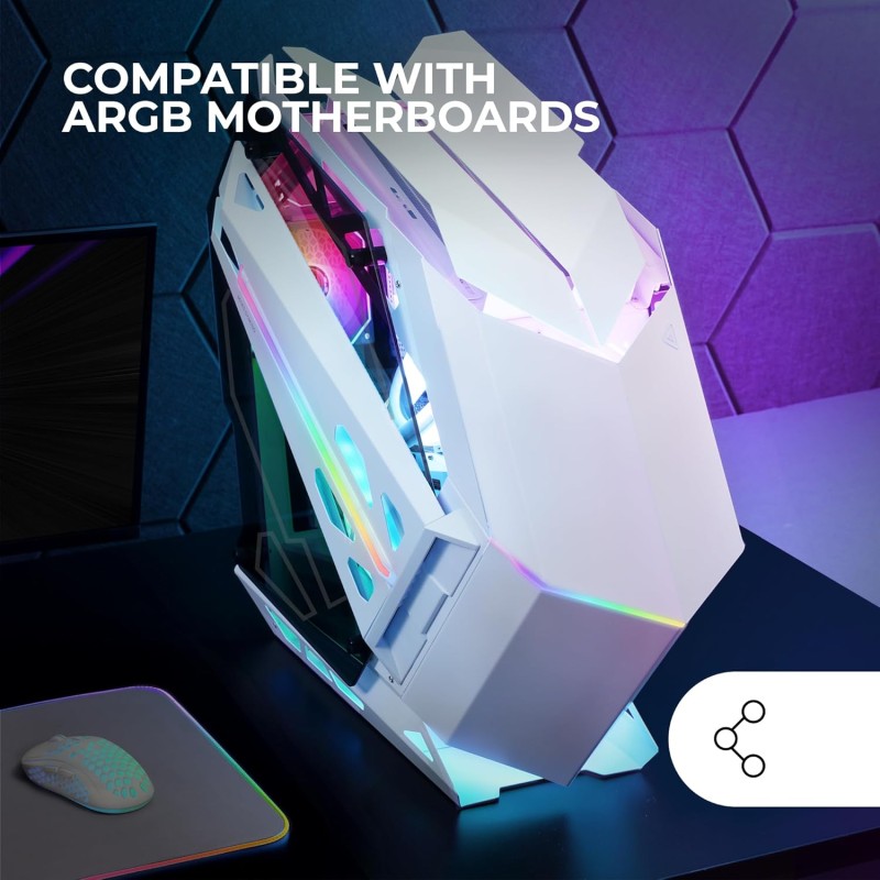 MARSGAMING MC-TITAN, Case Gaming RGB XXL ATX, Doppia Striscia LED e Illuminazione Frontale ARGB, Hub di Illuminazione + Comando, Compatibile Schede Madri ARGB, Supporto Raffreddamento Liquido, Bianco MARSGAMING MC-TITAN, Case Gaming RGB XXL ATX, Doppia Striscia LED e Illuminazione Frontale ARGB, Hub di Illuminazione + Comando, Compatibile Schede Madri ARGB, Supporto Raffreddamento Liquido, Bianco