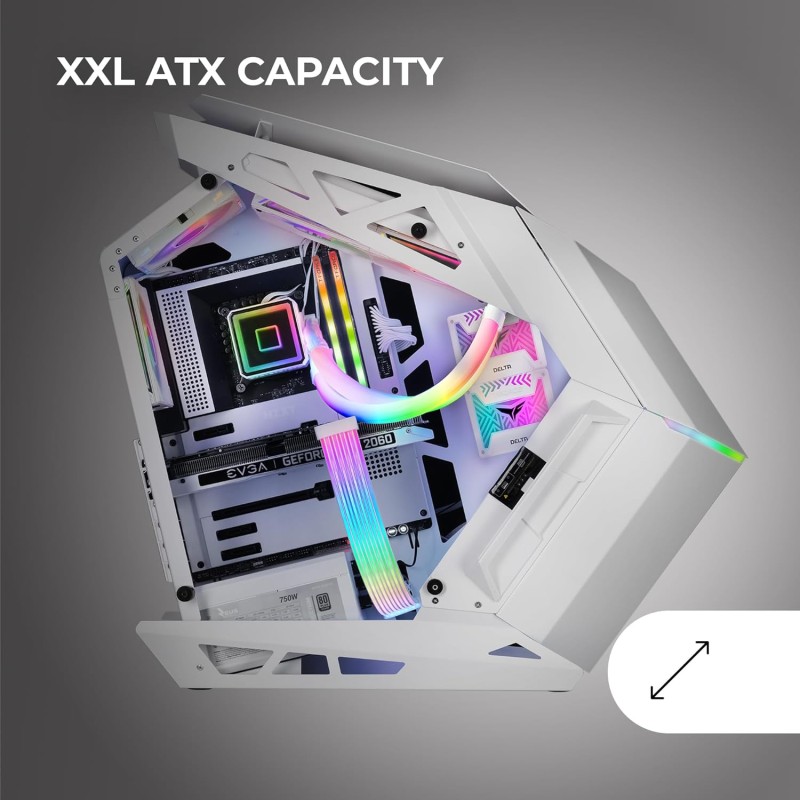 MARSGAMING MC-TITAN, Case Gaming RGB XXL ATX, Doppia Striscia LED e Illuminazione Frontale ARGB, Hub di Illuminazione + Comando, Compatibile Schede Madri ARGB, Supporto Raffreddamento Liquido, Bianco MARSGAMING MC-TITAN, Case Gaming RGB XXL ATX, Doppia Striscia LED e Illuminazione Frontale ARGB, Hub di Illuminazione + Comando, Compatibile Schede Madri ARGB, Supporto Raffreddamento Liquido, Bianco