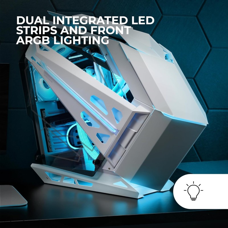MARSGAMING MC-TITAN, Case Gaming RGB XXL ATX, Doppia Striscia LED e Illuminazione Frontale ARGB, Hub di Illuminazione + Comando, Compatibile Schede Madri ARGB, Supporto Raffreddamento Liquido, Bianco MARSGAMING MC-TITAN, Case Gaming RGB XXL ATX, Doppia Striscia LED e Illuminazione Frontale ARGB, Hub di Illuminazione + Comando, Compatibile Schede Madri ARGB, Supporto Raffreddamento Liquido, Bianco