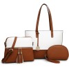 Miss Lulu Borse Mano Donna Pelle, Pochette Donna Multifunzione Set 3 Pezzi, Borsa Tracolla Spalla, Borse Tote Elegante Università Lavoro - Marrone/Beige Miss Lulu Borse Mano Donna Pelle, Pochette Donna Multifunzione Set 3 Pezzi, Borsa Tracolla Spalla, Borse Tote Elegante Università Lavoro - Marrone/Beige