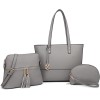 Miss Lulu Borse Mano Donna Pelle, Pochette Donna Multifunzione Set 3 Pezzi, Borsa Tracolla Spalla, Borse Tote Elegante Università Lavoro - Grigio