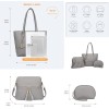 Miss Lulu Borse Mano Donna Pelle, Pochette Donna Multifunzione Set 3 Pezzi, Borsa Tracolla Spalla, Borse Tote Elegante Università Lavoro - Grigio