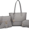 Miss Lulu Borse Mano Donna Pelle, Pochette Donna Multifunzione Set 3 Pezzi, Borsa Tracolla Spalla, Borse Tote Elegante Università Lavoro - Grigio