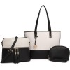 Miss Lulu Borse Mano Donna Pelle, Pochette Donna Multifunzione Set 3 Pezzi, Borsa Tracolla Spalla, Borse Tote Elegante Università Lavoro - Nero/Beige Miss Lulu Borse Mano Donna Pelle, Pochette Donna Multifunzione Set 3 Pezzi, Borsa Tracolla Spalla, Borse Tote Elegante Università Lavoro - Nero/Beige
