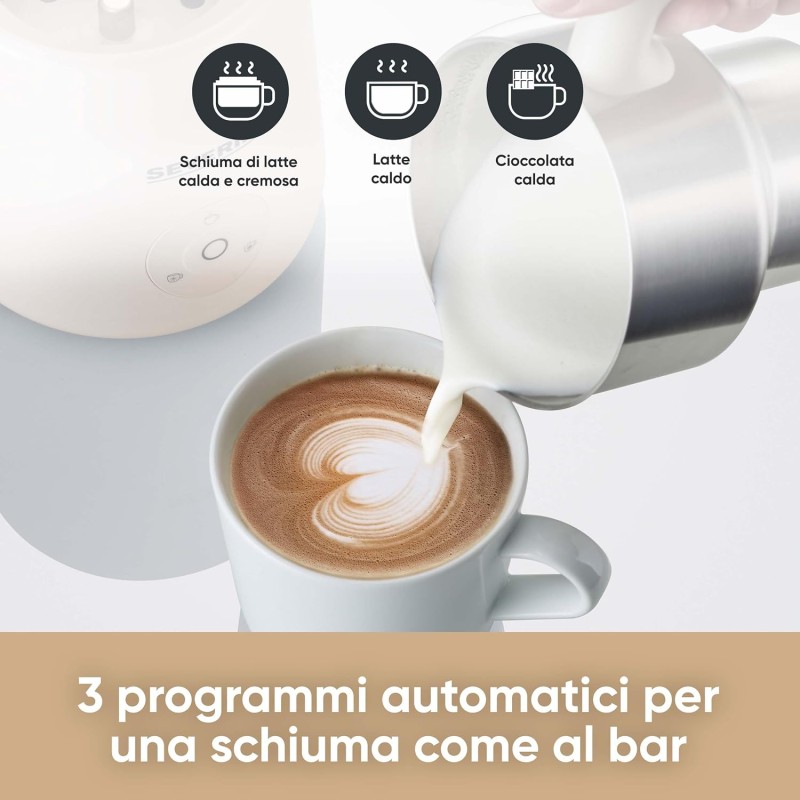Severin SM 3589 Montalatte a induzione brevettato, monta a caldo o a freddo, anche tutti i tipi di latte vegetale, programma cioccolata, capienza 400 ml., contenitore inox Severin SM 3589 Montalatte a induzione brevettato, monta a caldo o a freddo, anche tutti i tipi di latte vegetale, programma cioccolata, capienza 400 ml., contenitore inox