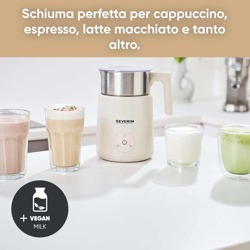 Severin SM 3589 Montalatte a induzione brevettato, monta a caldo o a freddo, anche tutti i tipi di latte vegetale, programma cioccolata, capienza 400 ml., contenitore inox Severin SM 3589 Montalatte a induzione brevettato, monta a caldo o a freddo, anche tutti i tipi di latte vegetale, programma cioccolata, capienza 400 ml., contenitore inox