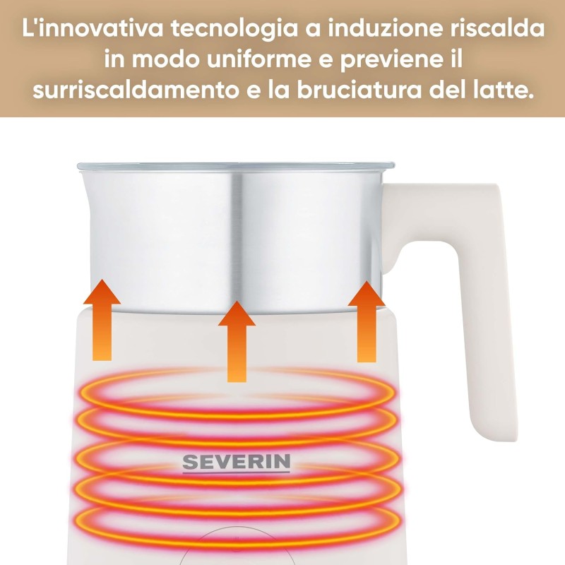 Severin SM 3589 Montalatte a induzione brevettato, monta a caldo o a freddo, anche tutti i tipi di latte vegetale, programma cioccolata, capienza 400 ml., contenitore inox Severin SM 3589 Montalatte a induzione brevettato, monta a caldo o a freddo, anche tutti i tipi di latte vegetale, programma cioccolata, capienza 400 ml., contenitore inox