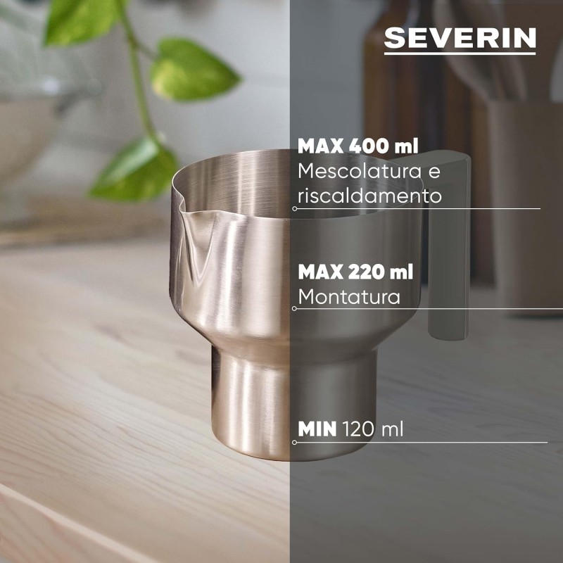 Severin SM 3589 Montalatte a induzione brevettato, monta a caldo o a freddo, anche tutti i tipi di latte vegetale, programma cioccolata, capienza 400 ml., contenitore inox Severin SM 3589 Montalatte a induzione brevettato, monta a caldo o a freddo, anche tutti i tipi di latte vegetale, programma cioccolata, capienza 400 ml., contenitore inox