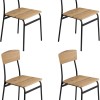 Baroni Home Set 4 Sedie da Pranzo, Design Moderno, Leggero, per Interni ed Esterni, Sala da Pranzo, Ristorante, In MDF e Acciaio, Montaggio Facile, Nero Effetto Rovere, 35x46x81 cm - Set 4 Sedie Nero