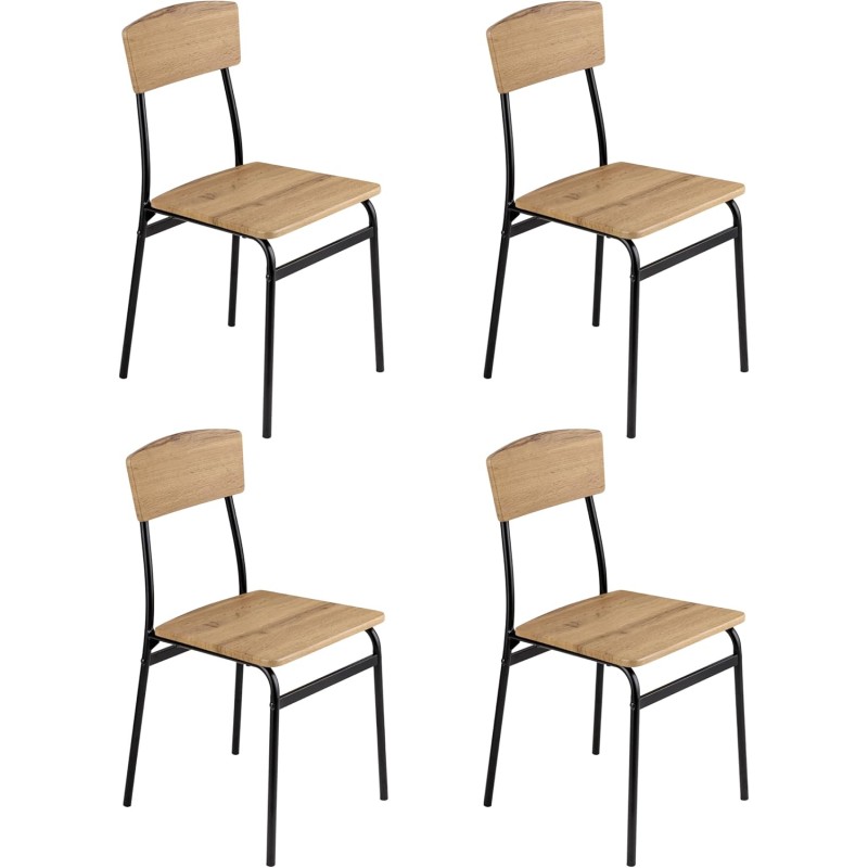 Baroni Home Set 4 Sedie da Pranzo, Design Moderno, Leggero, per Interni ed Esterni, Sala da Pranzo, Ristorante, In MDF e Acciaio, Montaggio Facile, Nero Effetto Rovere, 35x46x81 cm - Set 4 Sedie Nero Baroni Home Set 4 Sedie da Pranzo, Design Moderno, Leggero, per Interni ed Esterni, Sala da Pranzo, Ristorante, In MDF e Acciaio, Montaggio Facile, Nero Effetto Rovere, 35x46x81 cm - Set 4 Sedie Nero