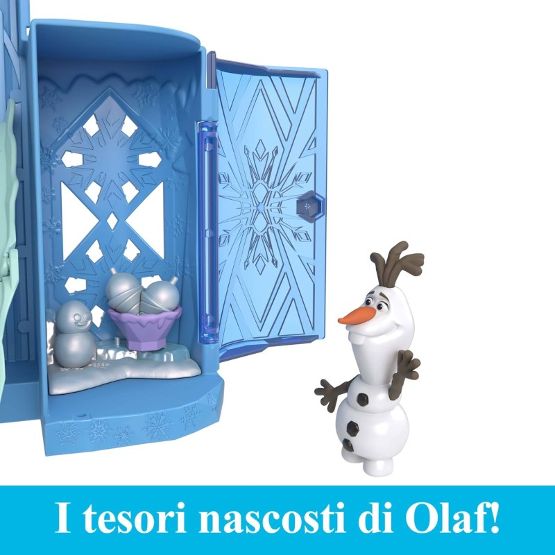 Mattel Disney Frozen - Il Palazzo di Ghiaccio di Elsa, set castello componibile ispirato al film con mini bambola e 8 accessori inclusi, giocattolo per bambini, 3+ anni, JDP63 - Blu - Palazzo Di Elsa