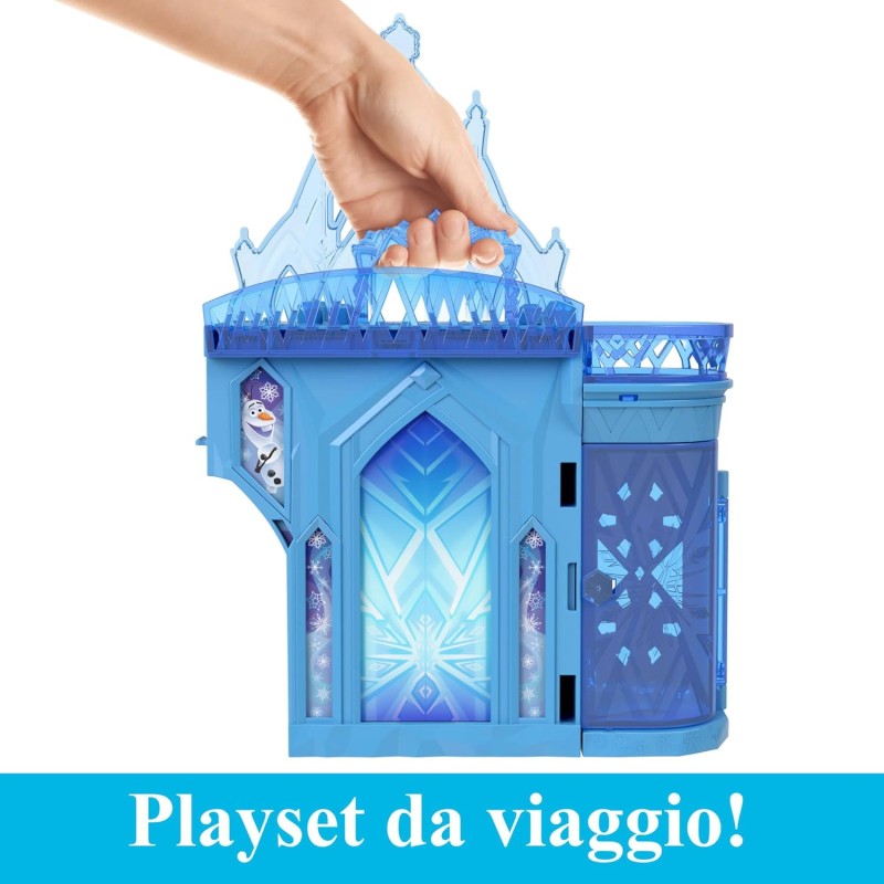 Mattel Disney Frozen - Il Palazzo di Ghiaccio di Elsa, set castello componibile ispirato al film con mini bambola e 8 accessori inclusi, giocattolo per bambini, 3+ anni, JDP63 - Blu - Palazzo Di Elsa