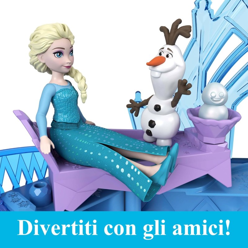 Mattel Disney Frozen - Il Palazzo di Ghiaccio di Elsa, set castello componibile ispirato al film con mini bambola e 8 accessori inclusi, giocattolo per bambini, 3+ anni, JDP63 - Blu - Palazzo Di Elsa