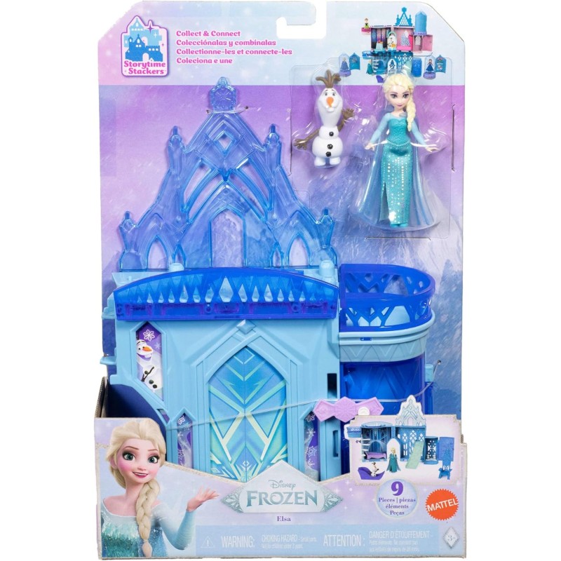 Mattel Disney Frozen - Il Palazzo di Ghiaccio di Elsa, set castello componibile ispirato al film con mini bambola e 8 accessori inclusi, giocattolo per bambini, 3+ anni, JDP63 - Blu - Palazzo Di Elsa