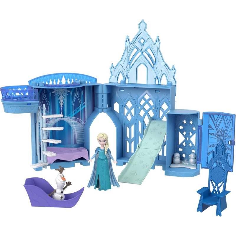 Mattel Disney Frozen - Il Palazzo di Ghiaccio di Elsa, set castello componibile ispirato al film con mini bambola e 8 accessori inclusi, giocattolo per bambini, 3+ anni, JDP63 - Blu - Palazzo Di Elsa