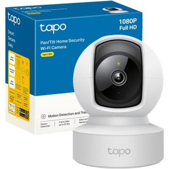Tapo C202 Telecamera Wi-Fi Interno, Porta Ethernet, Videocamera Sorveglianza FHD, Visione Notturna, MicroSD fino a 512GB, Audio Bidirezionale, 360° Visuale, Alexa, Google, Allarme acustico e luminoso Tapo C202 Telecamera Wi-Fi Interno, Porta Ethernet, Videocamera Sorveglianza FHD, Visione Notturna, MicroSD fino a 512GB, Audio Bidirezionale, 360° Visuale, Alexa, Google, Allarme acustico e luminoso