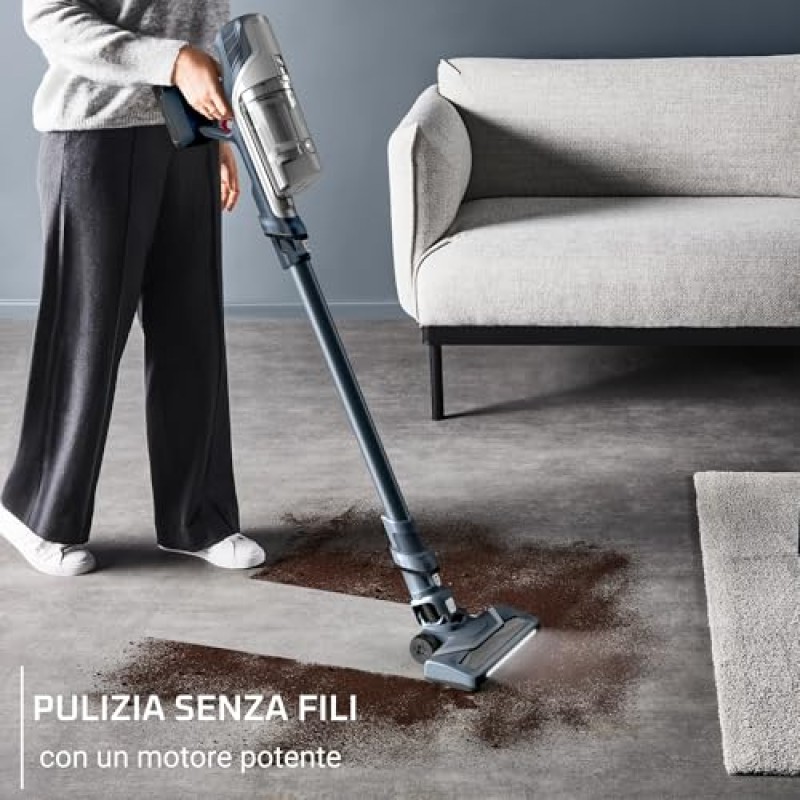 Rowenta X-PERT 6.60, Aspirapolvere Senza Fili, Pulizia Senza Difficoltà, Motore da 100 W, RH6836EO - Blu E Grigio