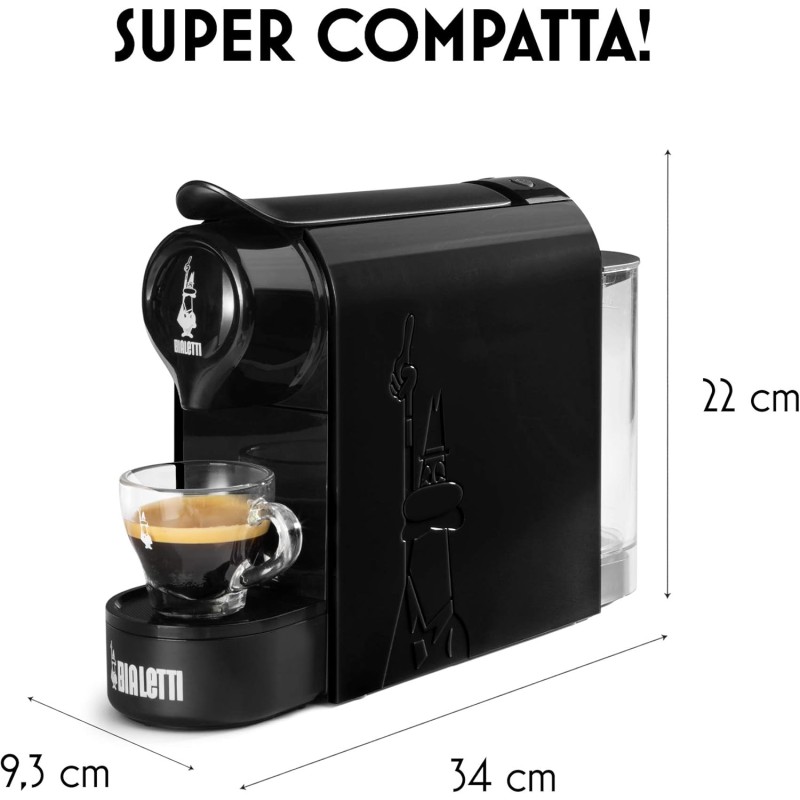 Bialetti Gioia, Macchina Caffè Espresso per Capsule in Alluminio, Incluse 64 Capsule, Fulziona Esclusivamente con Capsule, Nero - Nero