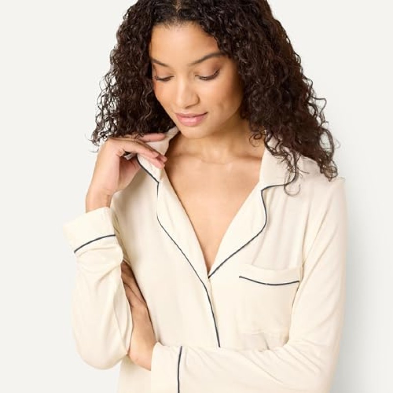 Amazon Essentials x Sofia Grainge Pigiama in Modal Elasticizzato con Pantaloni Lunghi e Maniche Lunghe Donna - XXL Avorio