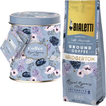 Bialetti Caffè Macinato Bridgerton, Latta + Sacchetto 250g, Gusto Royal Regency Bialetti Caffè Macinato Bridgerton, Latta + Sacchetto 250g, Gusto Royal Regency