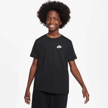 Nike K NSW Tee EMB Futura Lbr Top Unisex - Bambini e Ragazzi - 14-15 anni Nero