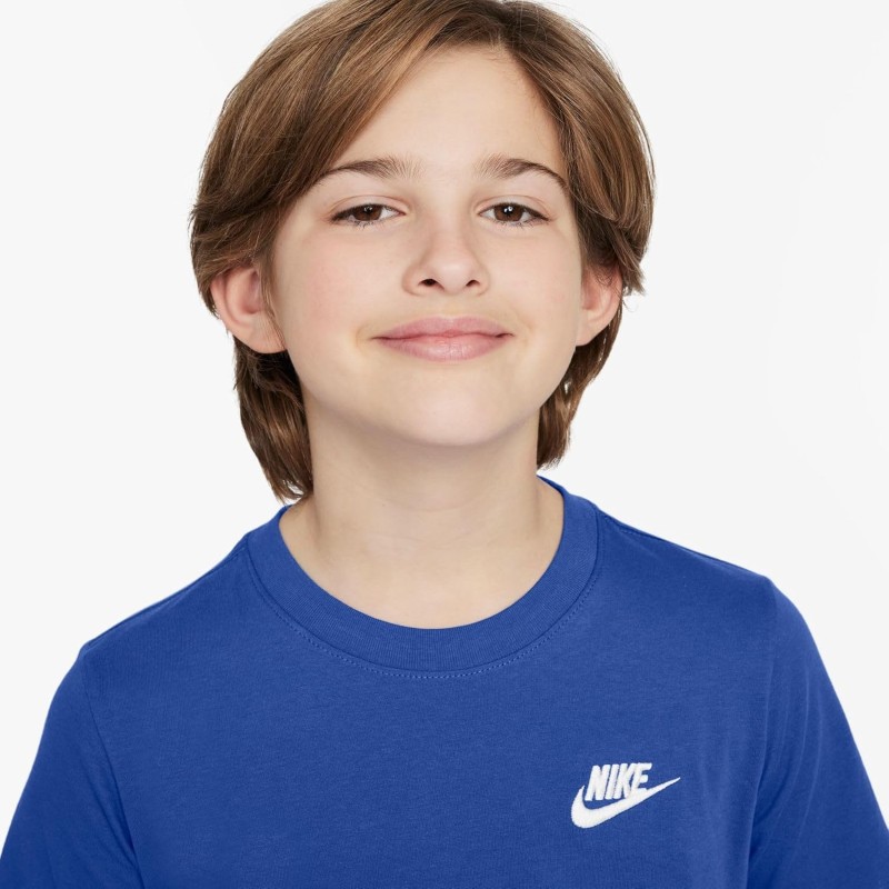 Nike K NSW Tee EMB Futura Lbr Top Unisex - Bambini e Ragazzi - 8-9 anni Game Royal