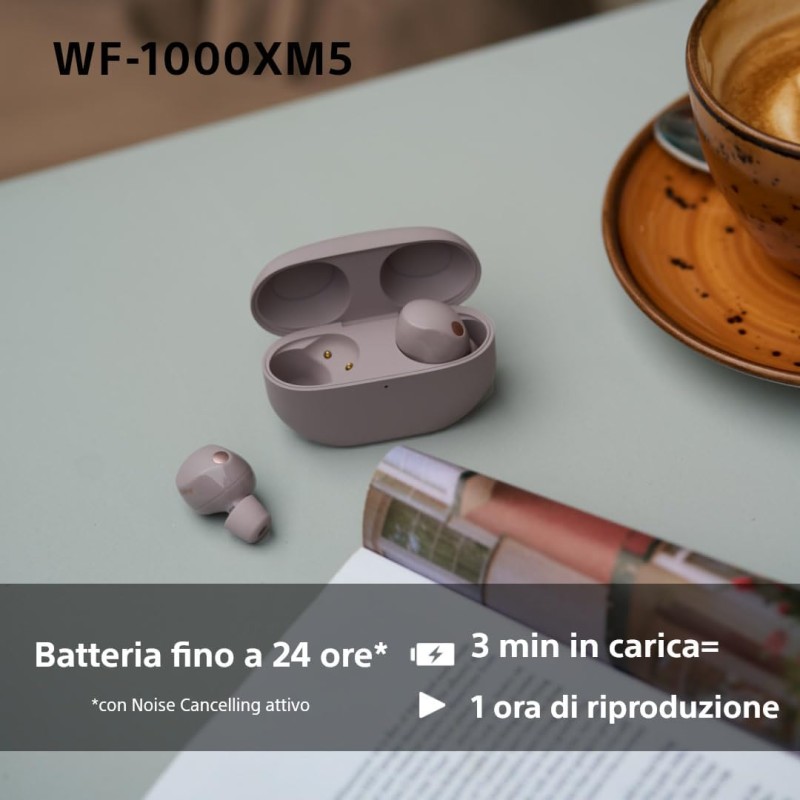 Sony WF-1000XM5 Cuffie Wireless con Noise Cancelling, Bluetooth, Cuffie in-ear con Microfono, 24 ore di durata della Batteria, Ricarica rapida, IPX4, Alexa e Google Assistant, iOS e Android -Rosa Fumé - Rosa fumè Sony WF-1000XM5 Cuffie Wireless con Noise Cancelling, Bluetooth, Cuffie in-ear con Microfono, 24 ore di durata della Batteria, Ricarica rapida, IPX4, Alexa e Google Assistant, iOS e Android -Rosa Fumé - Rosa fumè