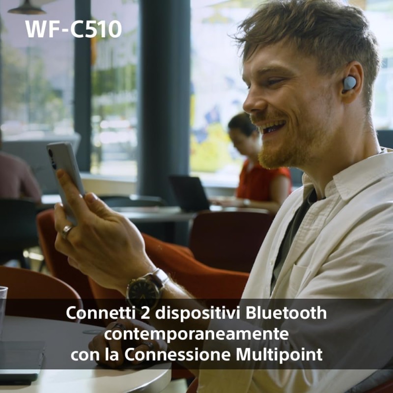 Sony WFC510 | Cuffie True Wireless - Piccole e leggere, Connessione Bluetooth Multipoint, Ambient Sound, Classificazione IPX4, Spotify Tap, Ricarica Rapida, Batteria da 22 ore, iOS e Android-Nero - Nero