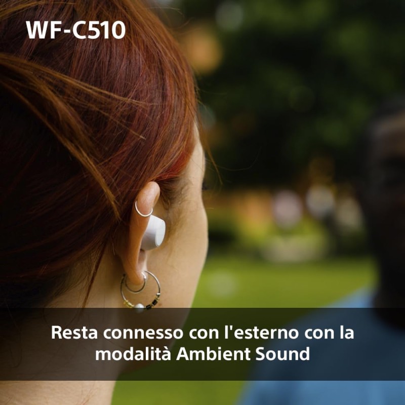 Sony WFC510 | Cuffie True Wireless - Piccole e leggere, Connessione Bluetooth Multipoint, Ambient Sound, Classificazione IPX4, Spotify Tap, Ricarica Rapida, Batteria da 22 ore, iOS e Android -Bianco - Bianco