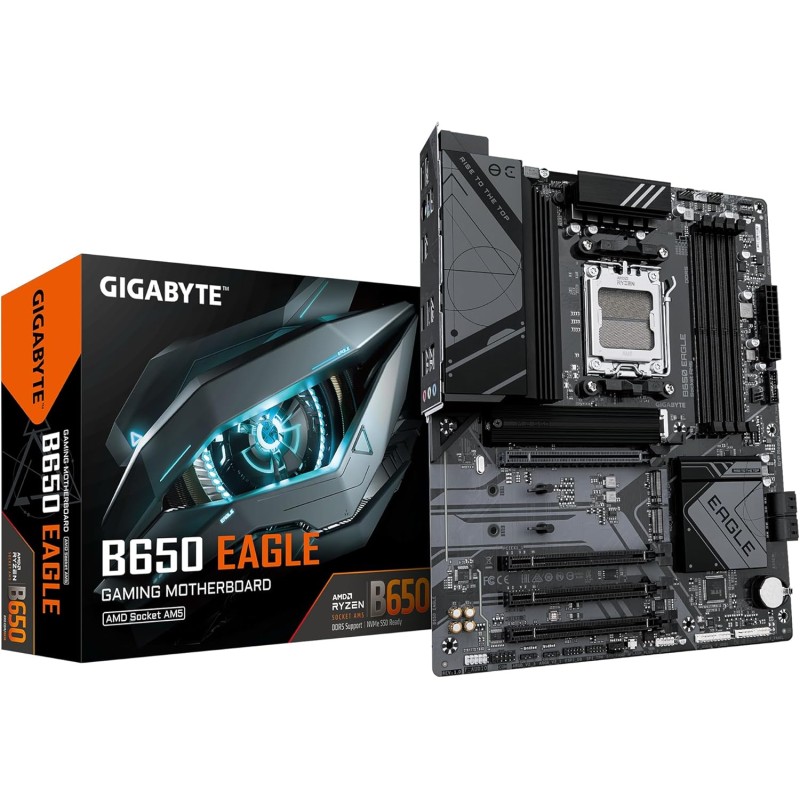 GIGABYTE B650 EAGLE Scheda madre - AMD Ryzen serie 9000, VRM a 12+2+2 fasi, fino a 7600 MHz DDR5 (OC), 1xPCIe 5.0 + 2xPCIe 4.0 M.2, LAN GbE, USB 3.2 Gen 2 GIGABYTE B650 EAGLE Scheda madre - AMD Ryzen serie 9000, VRM a 12+2+2 fasi, fino a 7600 MHz DDR5 (OC), 1xPCIe 5.0 + 2xPCIe 4.0 M.2, LAN GbE, USB 3.2 Gen 2