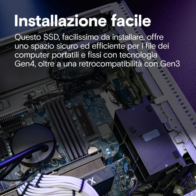 Crucial P310 SSD 1TB PCIe Gen4 NVMe M.2 2280, fino a 7.100 MB/s, Compatibile con Notebook e PC Desktop, Hard Disk Interno - CT1000P310SSD801 - 1TB Crucial P310 SSD 1TB PCIe Gen4 NVMe M.2 2280, fino a 7.100 MB/s, Compatibile con Notebook e PC Desktop, Hard Disk Interno - CT1000P310SSD801 - 1TB