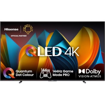 TV Hisense 100" QLED 4K 144Hz 100E7NQ, Smart TV VIDAA U8, Dolby Vision IQ, HDR 10+ Adaptive, 144hz Game Mode PRO, Dolby Atmos 2.1 con Subwoofer, Alexa Built-in, VIDAA Voice, Tuner DVB-T2/S2, lativù 4K - 100''