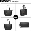 Miss Lulu Borsa Tote Donna Università Grande, Elegante Mano Bag Maniglia Regolabile, PU Pelle per Viaggi, Lavoro e Scuola - 1-1 Nero